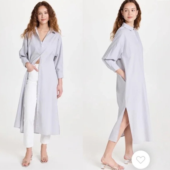 pistola Dresses & Skirts - Pistola Sloane Oversized Button Down Shirt Dress in Blue Mist Size Medium